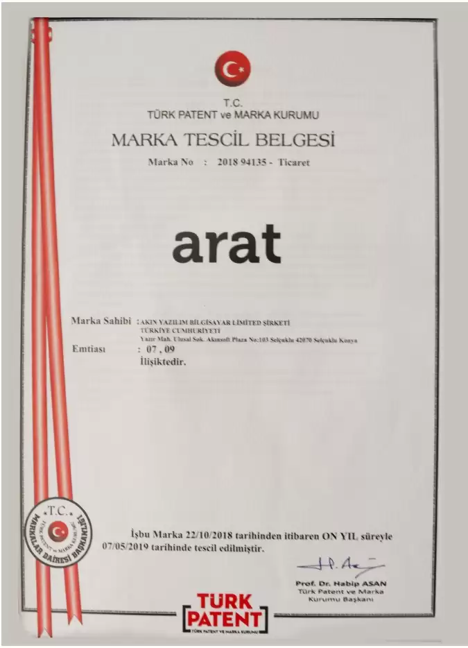 ARATTrademark Registration Certificate