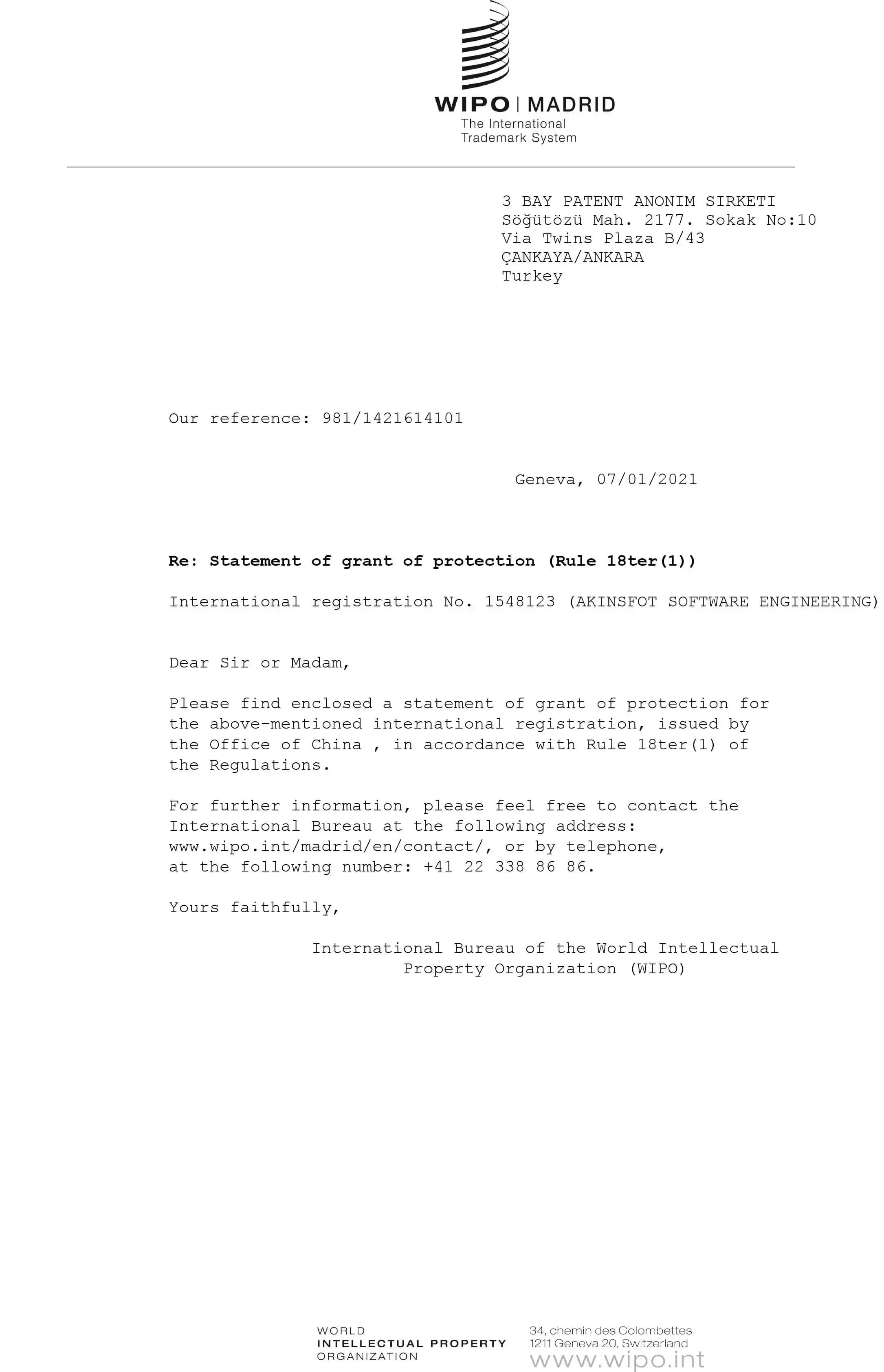 AKINSOFT China TrademarkTrademark Registration Certificate