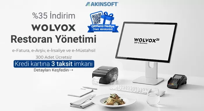 Wolvox Restoran %35 İndirim + QR Menü 1 Yıl Ücretsiz