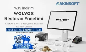 Wolvox Restoran %35 İndirim + QR Menü 1 Yıl Ücretsiz