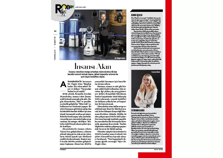AKINSOFT ve AKINROBOTICS Yönetim Kurulu Başkanı Dr Özgür AKINın Forbes Dergisi Röportajı
