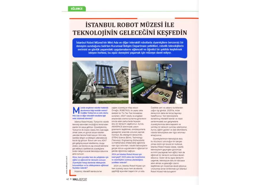 İstanbul Robot Müzesi Mall Report Dergisinde