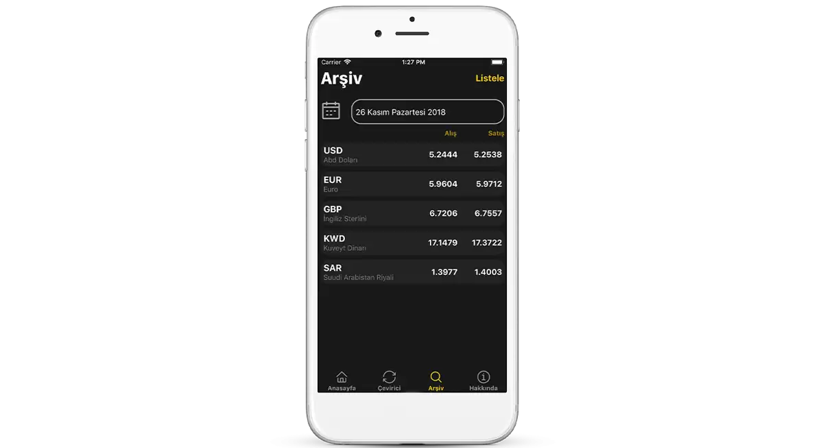 Döviz Kuru Takip Mobil Uygulaması (IOS) | AKINSOFT