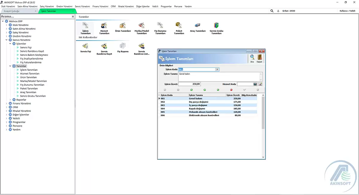 Servis Programı | Teknik Servis Programı WOLVOX I