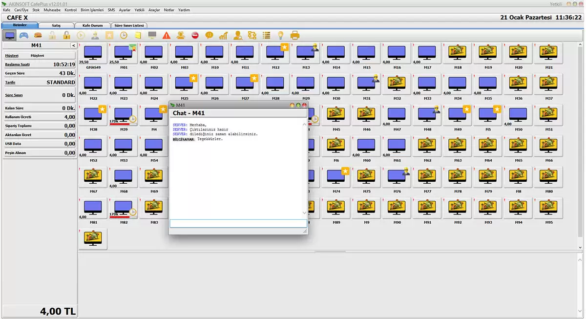 İnternet ve PlayStation Cafe Yönetim Programı | CafePlus | AKINSOFT