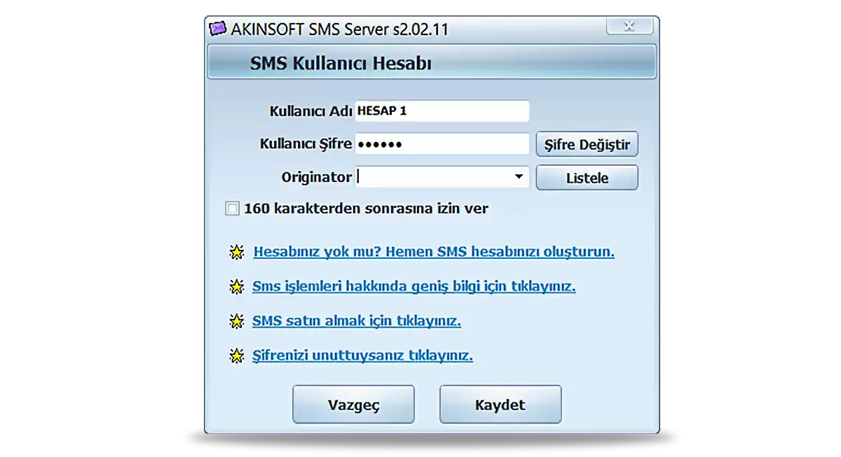 Toplu ve Tekli SMS Gönderim Programı | SMS Server | AKINSOFT